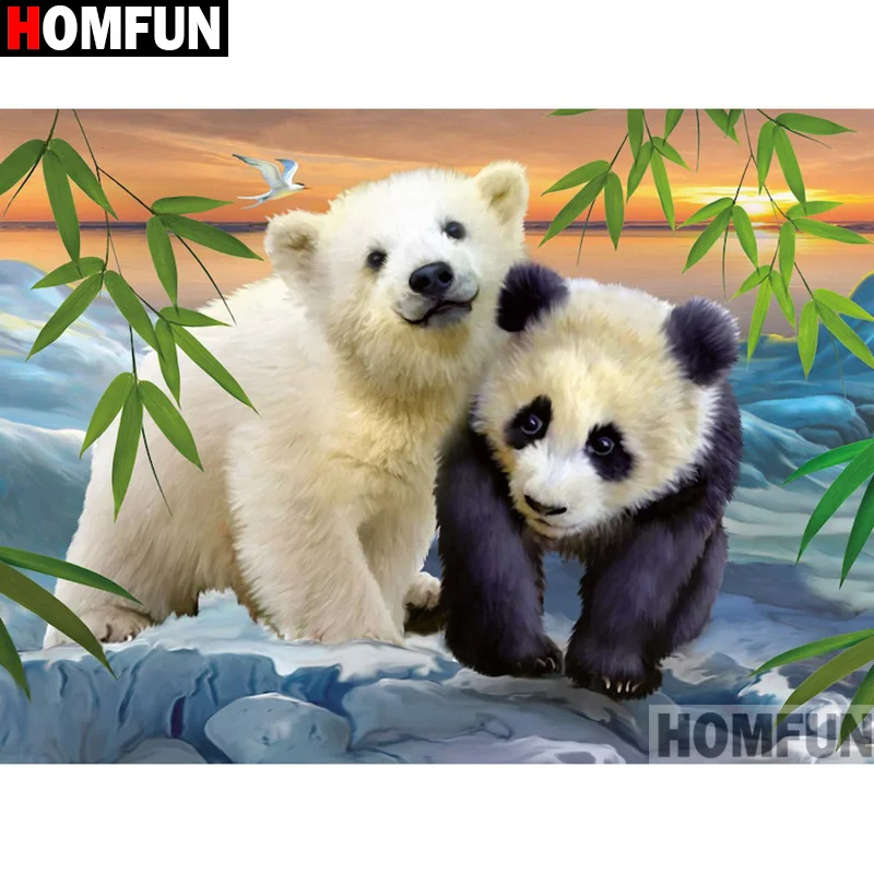 HOMFUN полный квадрат/круглая дрель 5D DIY Алмазная картина &quotживотное медведь