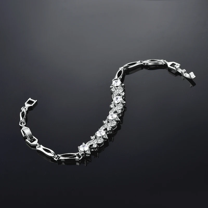 Женский браслет GULICX корейский модный с белым кристаллом циркония светло