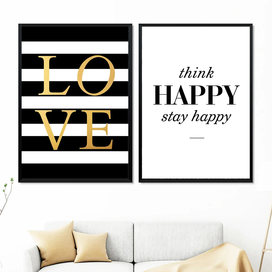 Love Happy Quote художественная мода холст живопись плакаты на скандинавскую тему и
