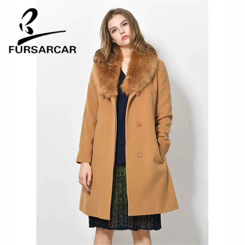FURSARCAR 2020 Новое поступление пальто из натурального меха Женская Зимняя шерстяная