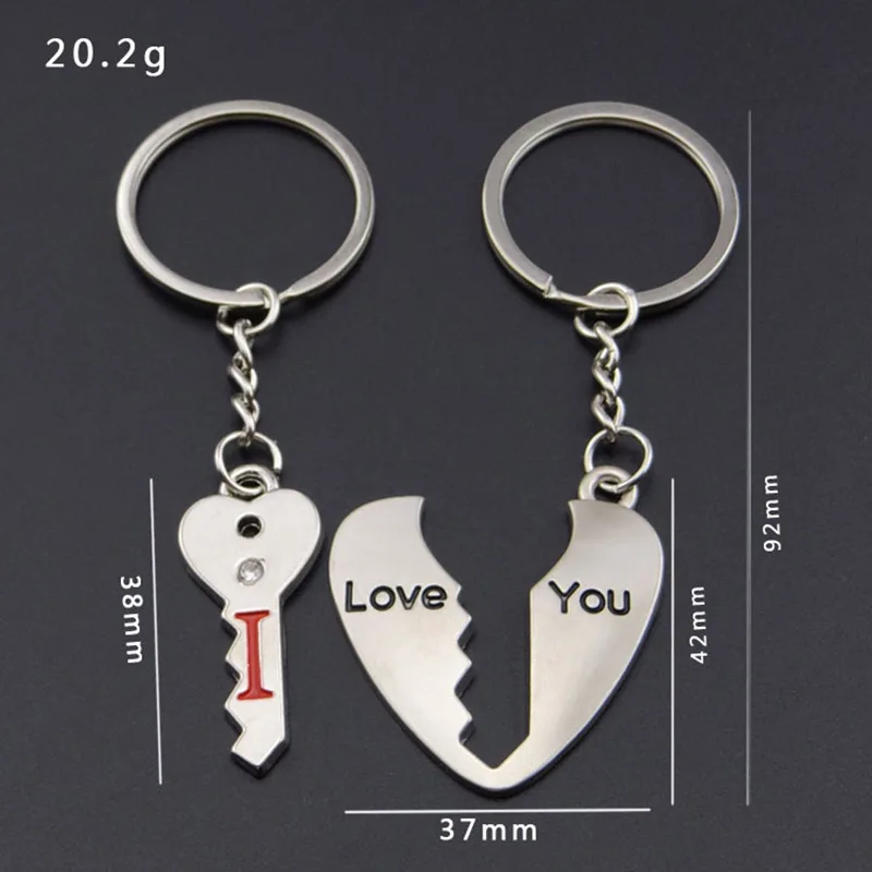 Брелок для ключей с надписью I LOVE YOU 1 пара серебряное кольцо сердечком подарок на