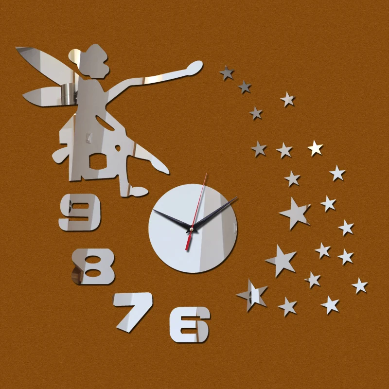 Новые Настенные часы reloj de pared ангельские звезды сделай сам роскошные зеркальные