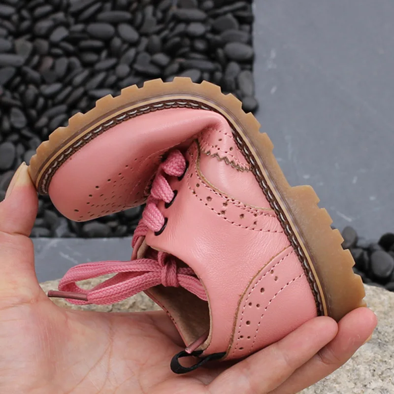 Круглый носок из натуральной кожи обувь для детей унисекс мальчиков и девочек