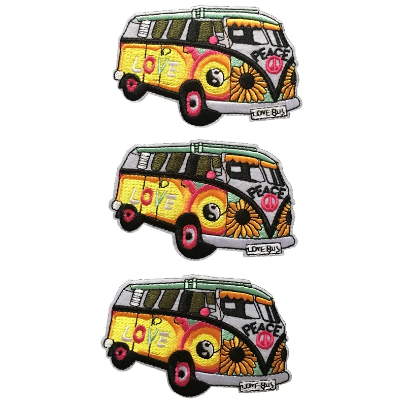 5PCS/lot Colorful Peace Bus Embroidered Iron on Patches for Clothes DIY Sewing Accessories | Дом и сад