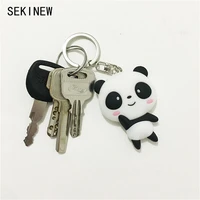 sekinew wholesale panda keychains kung fu cute anime cat bear cartoon face silicone pvc keyring kawaii car ornament accessories