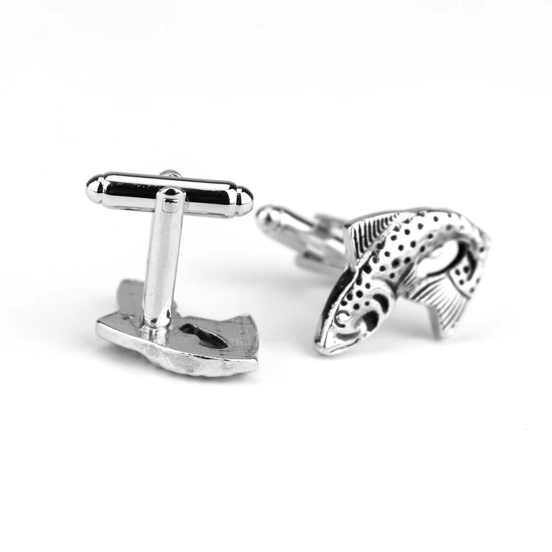 Запонки мужские в виде рыбы креативные серебряные | Украшения и аксессуары