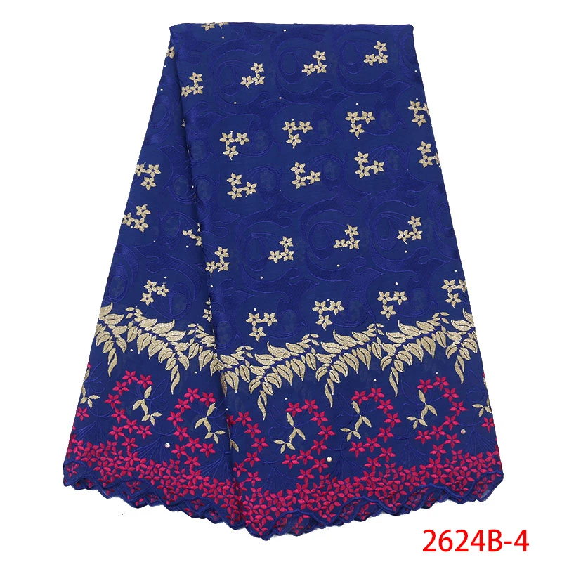 

Swiss Voile Lace In Switzerland 2019 High Quality Nigerian Laces Fabric Embroidered Cotton with Stones for dress KS2624B-4
