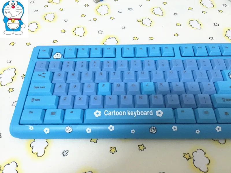 MAORONG USB кабельная клавиатура с мультяшным котом Doraemon беспроводная Бесшумная мышь