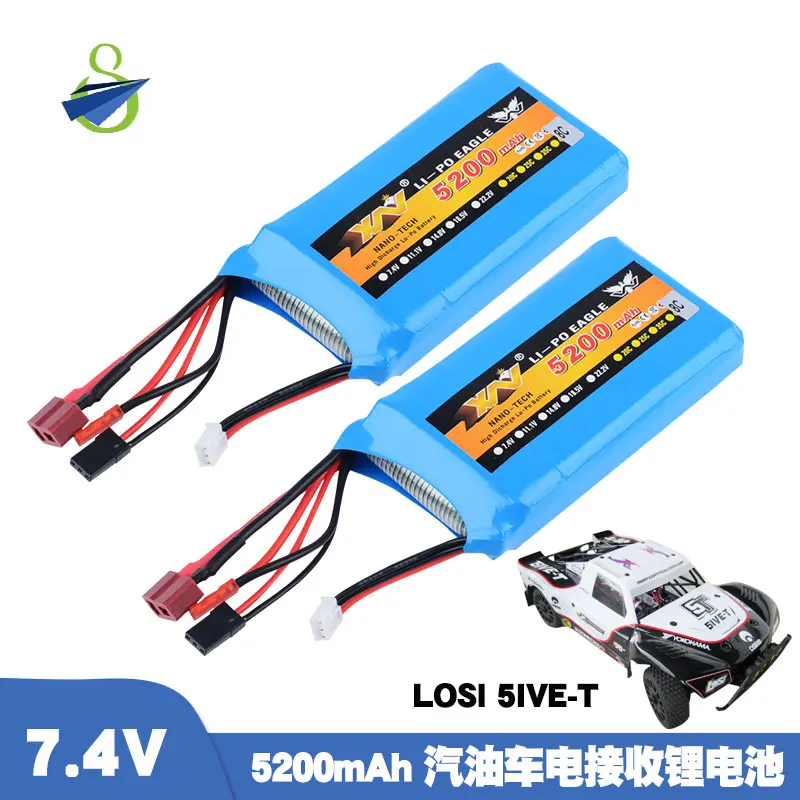 1 pcs 7.4V-5C 5200mAh 8C lithium battery (99mm*54mm*22mm) for 1/5 losi 5ive-T king motor x2 rc car parts | Электроника