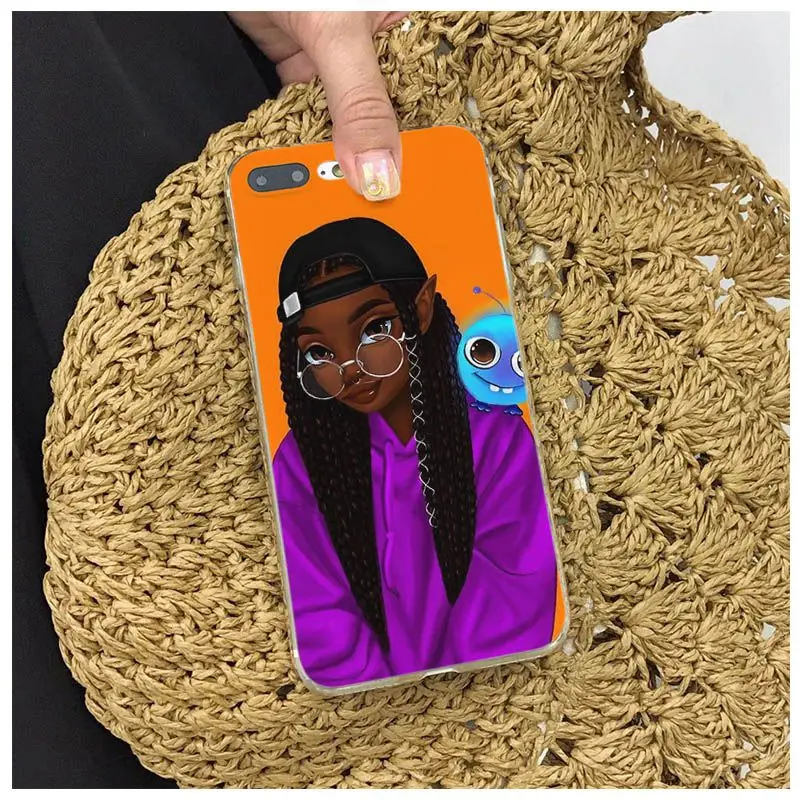 

Aiboduo Fashion Black Girl For iphone 7 plus cover case for iphone X XR XS MAX 7plus 8 8plus 5 5s 6 6 6plus coque TPU case cover