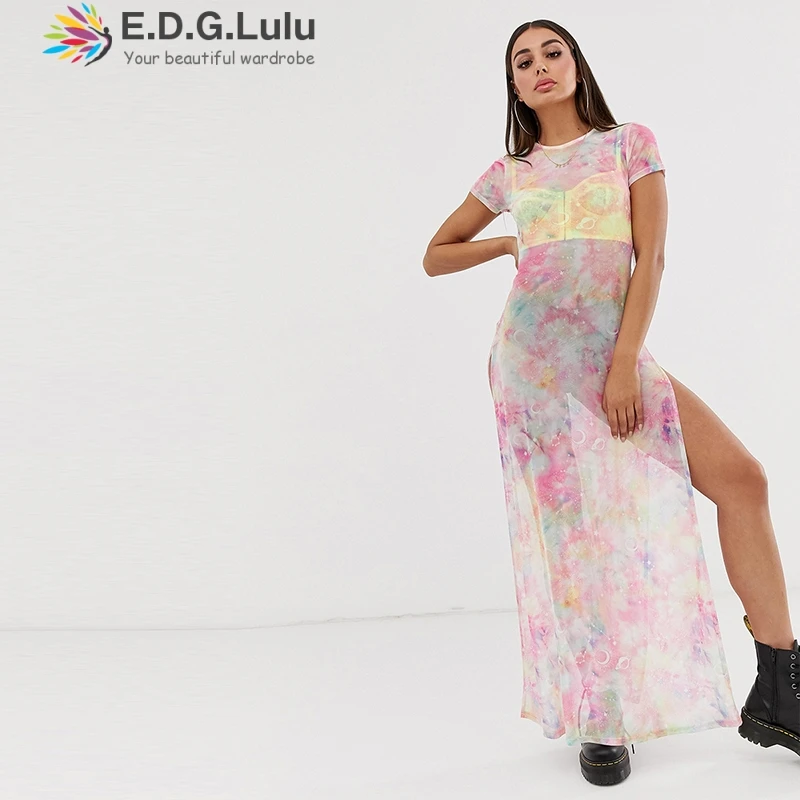 Женское платье с разрезом EDGLulu повседневное длинное Клубное лето 2019|Женские