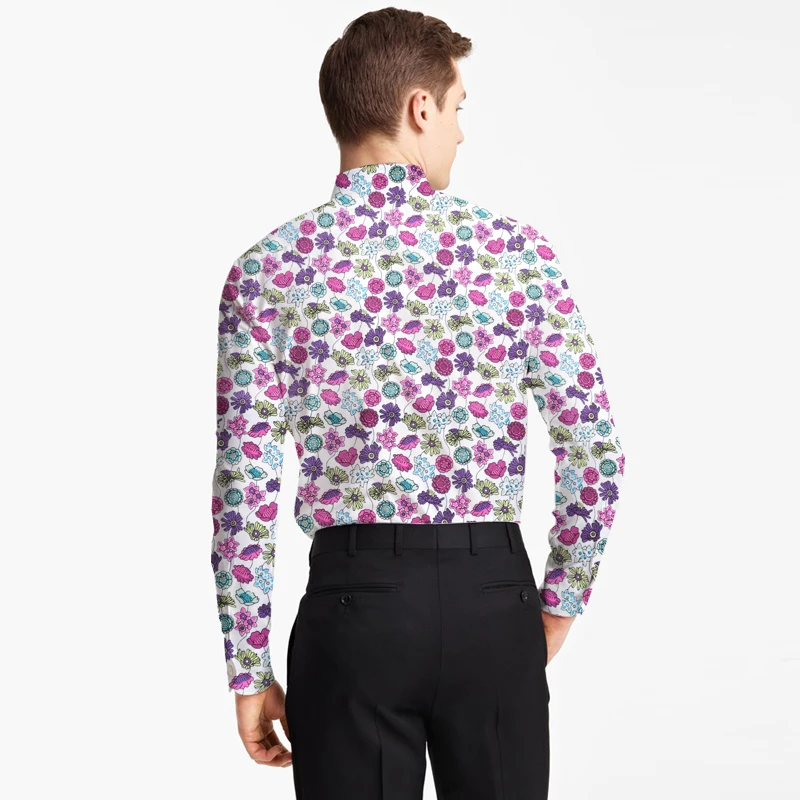 Гавайская хлопковая рубашка с принтом в виде маленькой розы Мужская модная