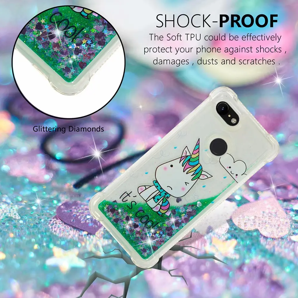Luxury Dynamic Liquid Bling Quicksand Phone Case for Xiaomi A1 A2 Lite Redmi 4A 4X 6A Note4X Soft Silicone Cartoon Unicorn Cover |