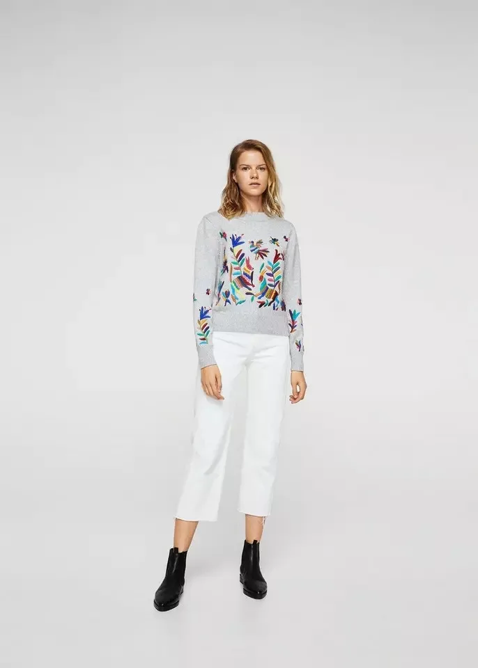 Горячая Распродажа 2018 осень и зима новый тип тяжелых работ вышитый свитер |