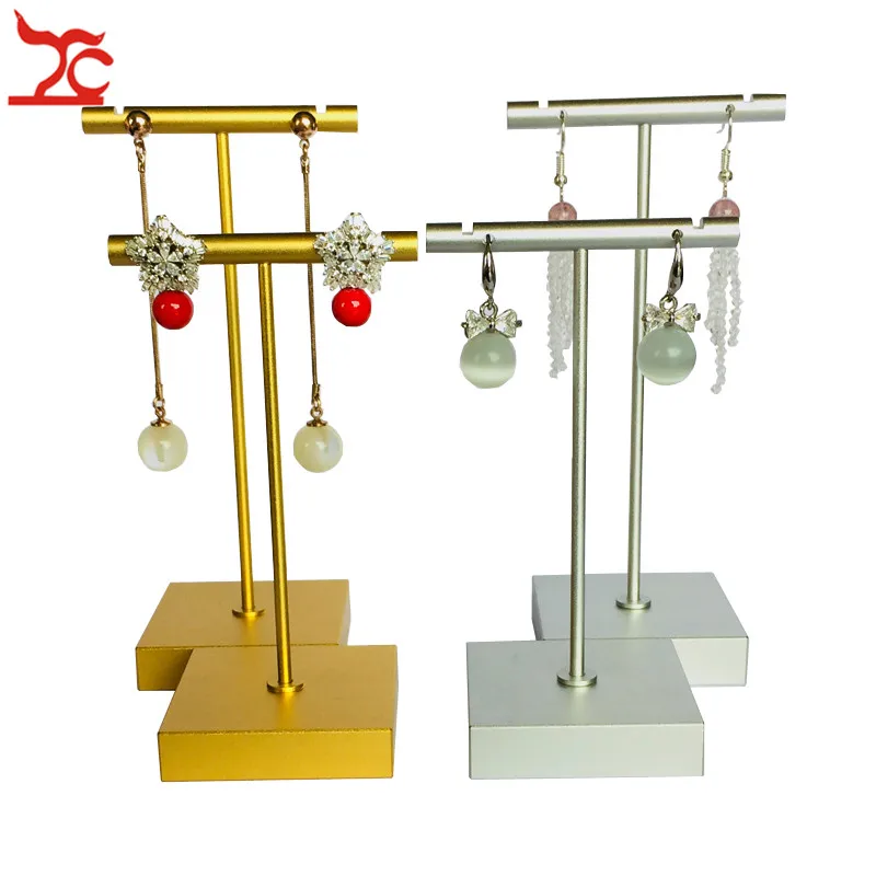 Модная нержавеющая сталь Т-образная стойка для хранения сережек золотые серьги серебристого цвета; бижутерия, органайзер, вешалка для украшения, подставка