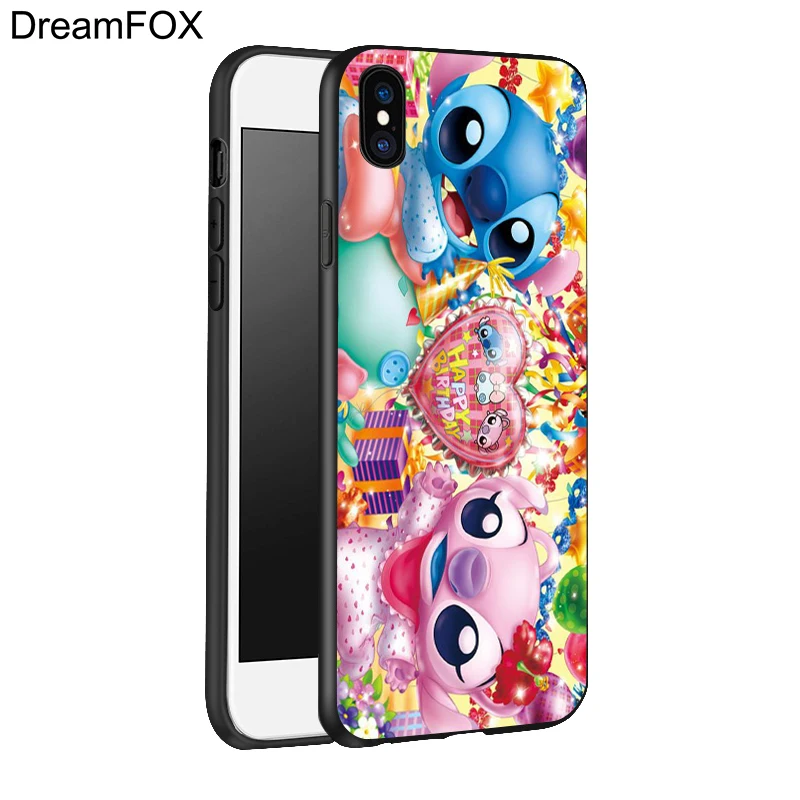 DREAMFOX L337 милый мультяшный Ститч черный мягкий Уретановый Термопластик (tpu)