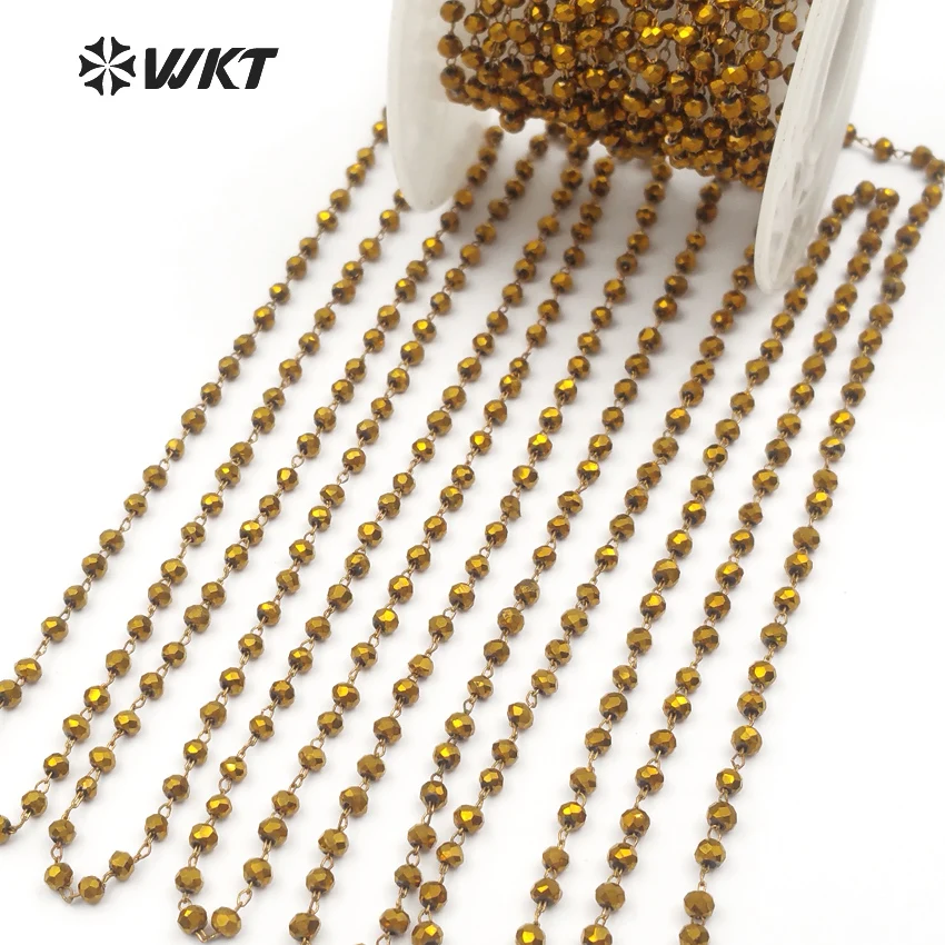 Мерцающая Изысканная цепочка со сверкающими золотыми крошечными бусинами и