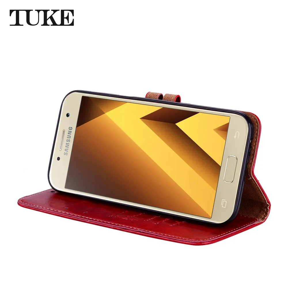 Масло воск узор флип PU силиконовый кожаный чехол-бумажник Coque для samsung A5 2017 чехол