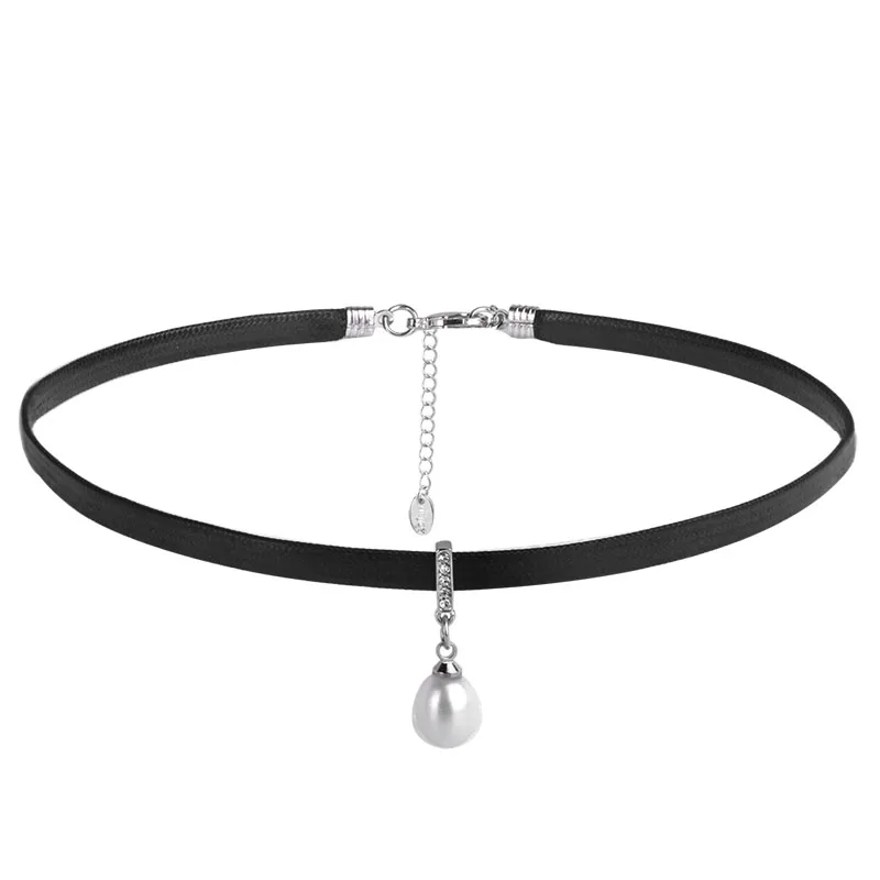 MECHOSEN подвеска с искусственным жемчугом кожаный ошейник Серебрянное колье чокер