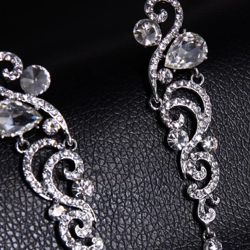 Роскошные Длинные свадебные серьги с кристаллами для женщин Серебряные капли
