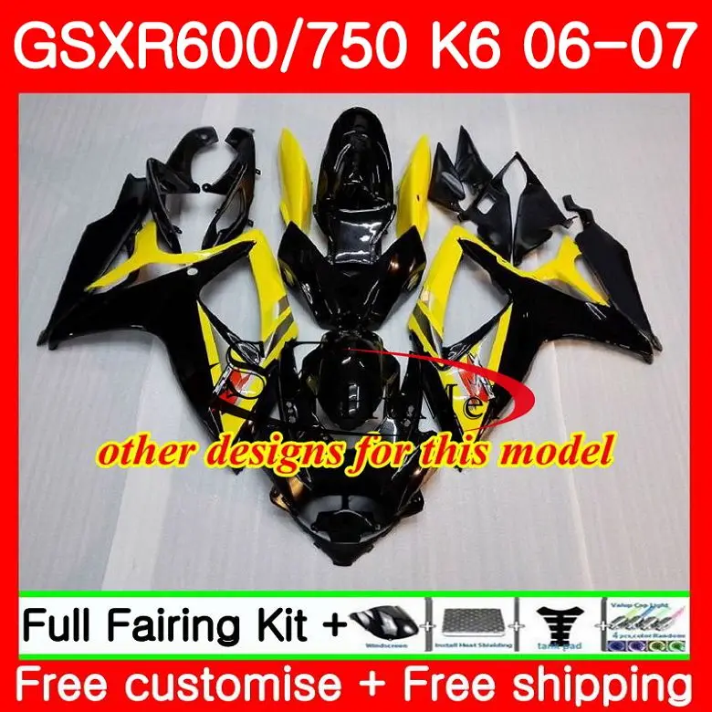 Обтекатели Bodys для SUZUKI GSXR 750 600 R600 GSX R750 06 07 синий черный 31SH8 GSXR750 K6 GSXR600 2006 2007|body|body black