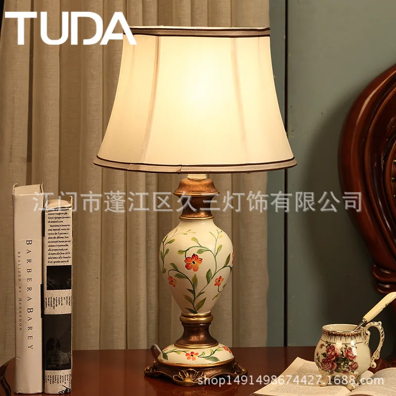 TUDA American Retro Palace Bedroom Table Lamp European Warm Creative Simple Study Living Room Remote Control Bed | Освещение