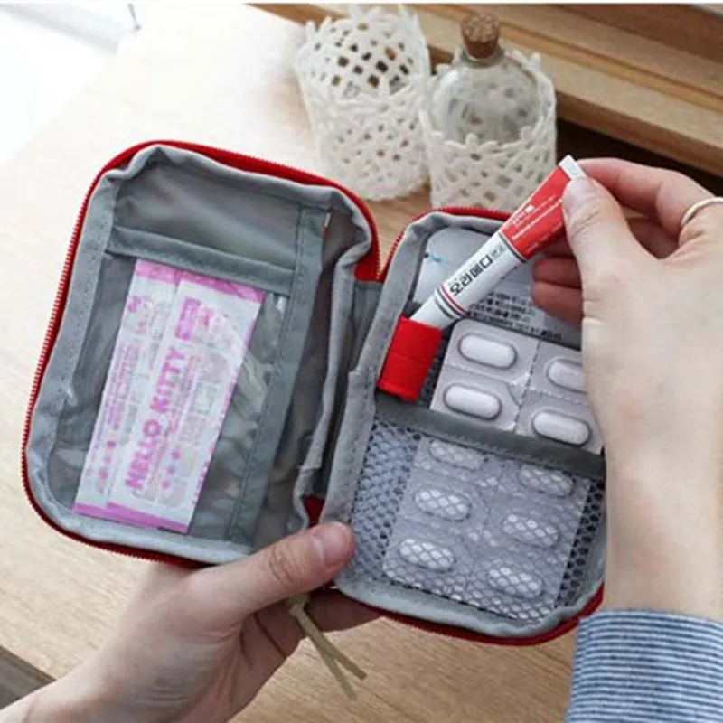 

Function Portable First Aid Kit Travel Accessories Emergency Drug Cotton Fabric First Aid Medicine Bag Pill Case Splitters Box