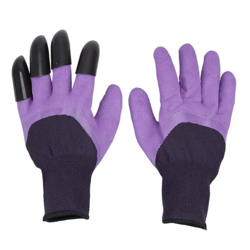Purple L Claw 1 пара садовых перчаток пластиковые садовые Рабочие резиновые перчатки с 4 когтями быстро легко копать и сажать для копания посадки - Цвет: Purple L Claw