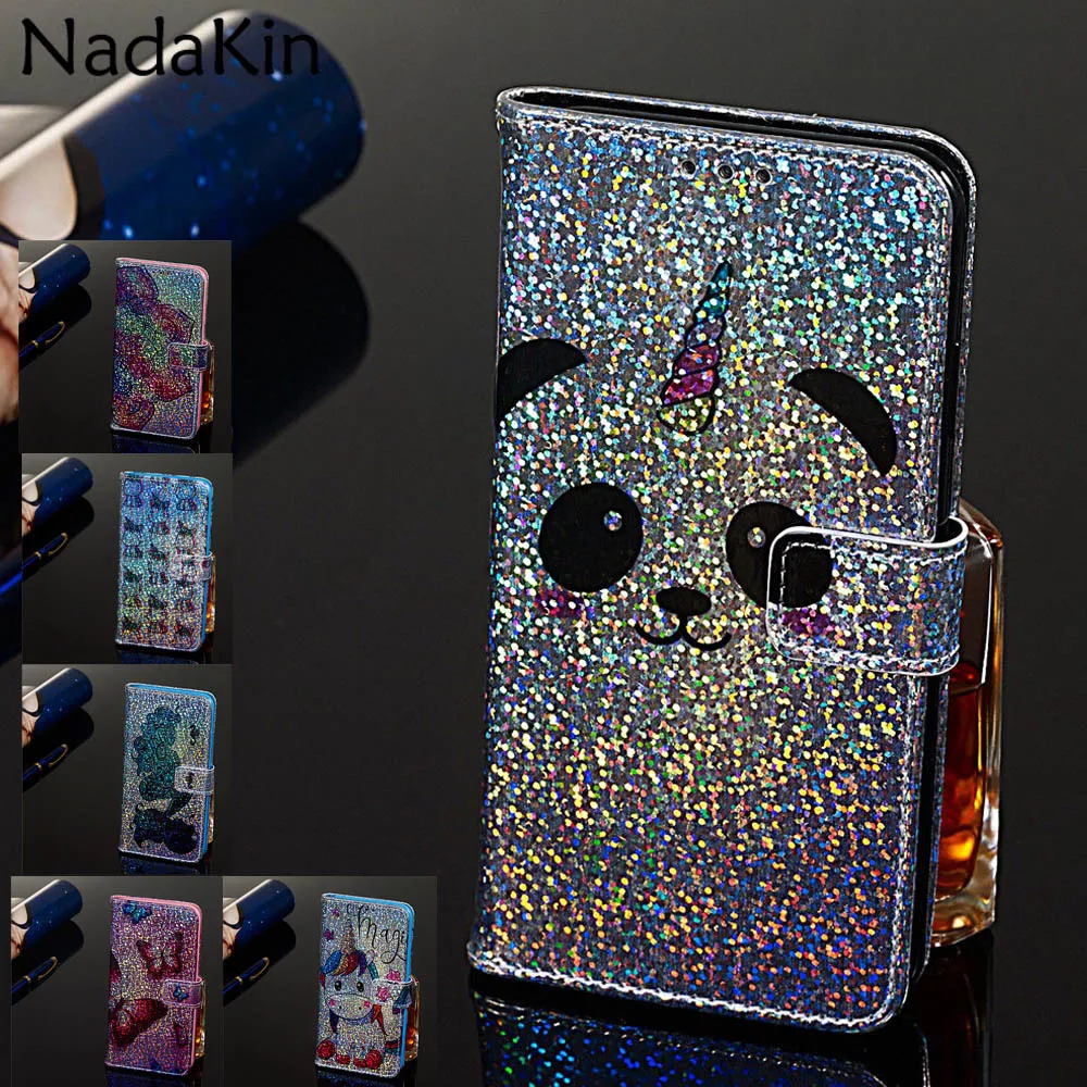 Блестящий чехол-книжка с единорогом для Huawei Mate 20 Lite P30 Pro Y7 2019 Ретро Стильный