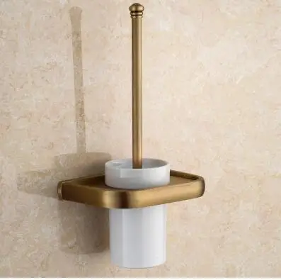 toilet brush holder Набор аксессуаров для ванной из твердой латуни, антикварный крючок для халата, держатель для бумаги, держатель для полотенец, мыльница, вешалка для полотенец, набор для ванной комнаты - Цвет: toilet brush holder