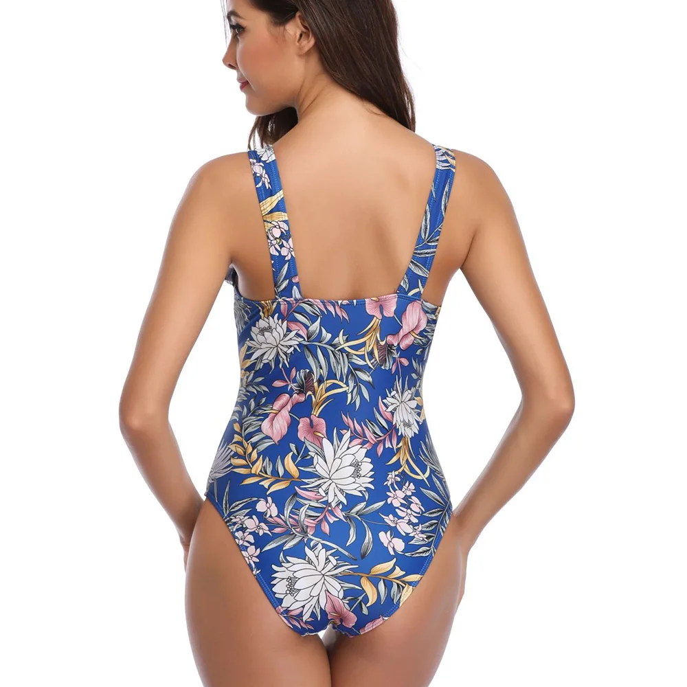 Женский слитный купальник в стиле ретро винтажный купальный костюм с цветочным