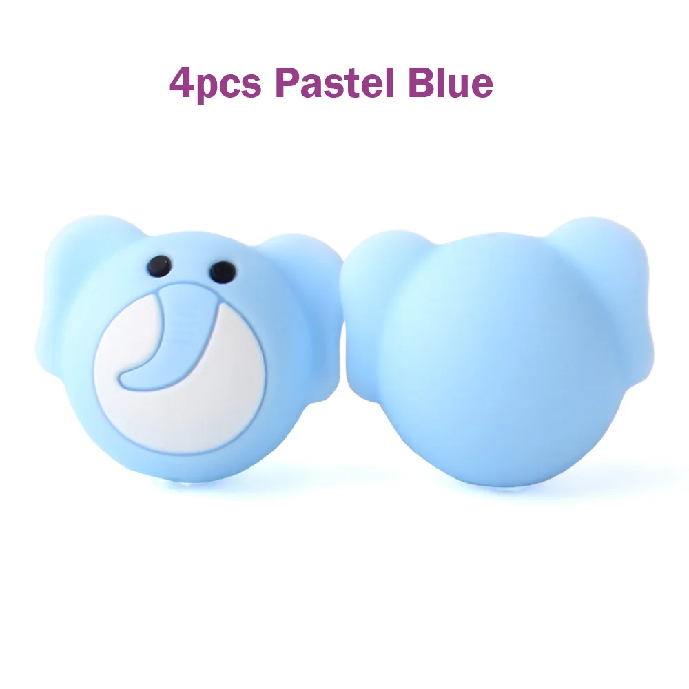 4pcs Pastel Blue 4/8/12 шт силиконовые бусины в виде симпатичного слона, Силиконовые Прорезыватели для зубов аксессуары Силиконовый грызунок для ожерелья с подвесками детские товары - Цвет: 4pcs Pastel Blue