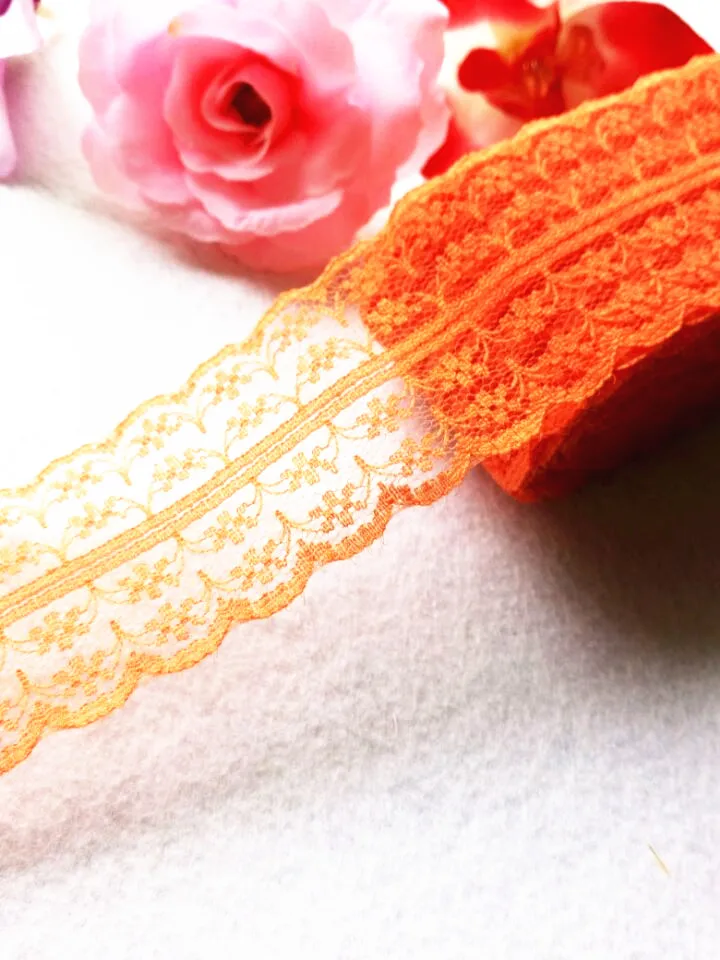 Новинка! 10 ярдов красивой кружевной ленты, шириной 4,5 см, DIY одежды/аксессуаров/цветочные аксессуары и т. Д - Цвет: orange