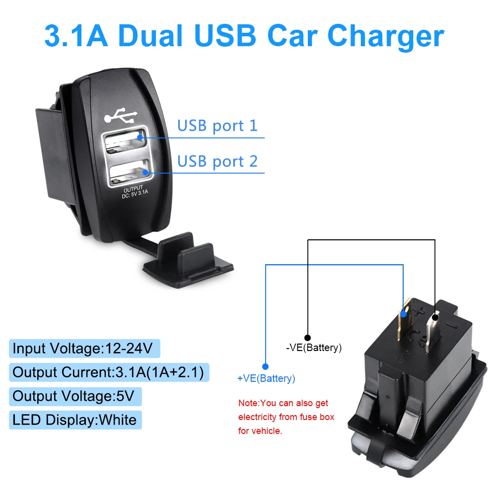 12 В-В 24 В 3.1A Dual USB розетка зарядное устройство адаптер питания автомобильный мотоцикл прикуриватель USB адаптер Выход 2 порта универсальный