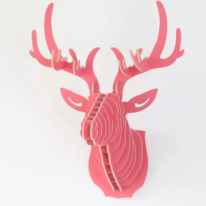 watermelon red Рождество DIY европейский стиль голова оленя настенная статуя фигурка животного скульптура для украшения дома чердак украшения бар - Цвет: watermelon red