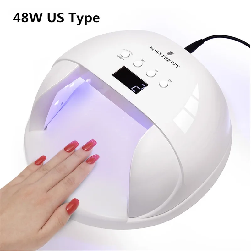 48W US Type Сушилка для ногтей BORN PRETTY, СВЕТОДИОДНЫЙ УФ-светильник для ногтей, USB лампа для маникюра, ЖК-дисплей, сушка, Гель-лак для ногтей, инструмент для дизайна ногтей - Цвет: 48W US Type
