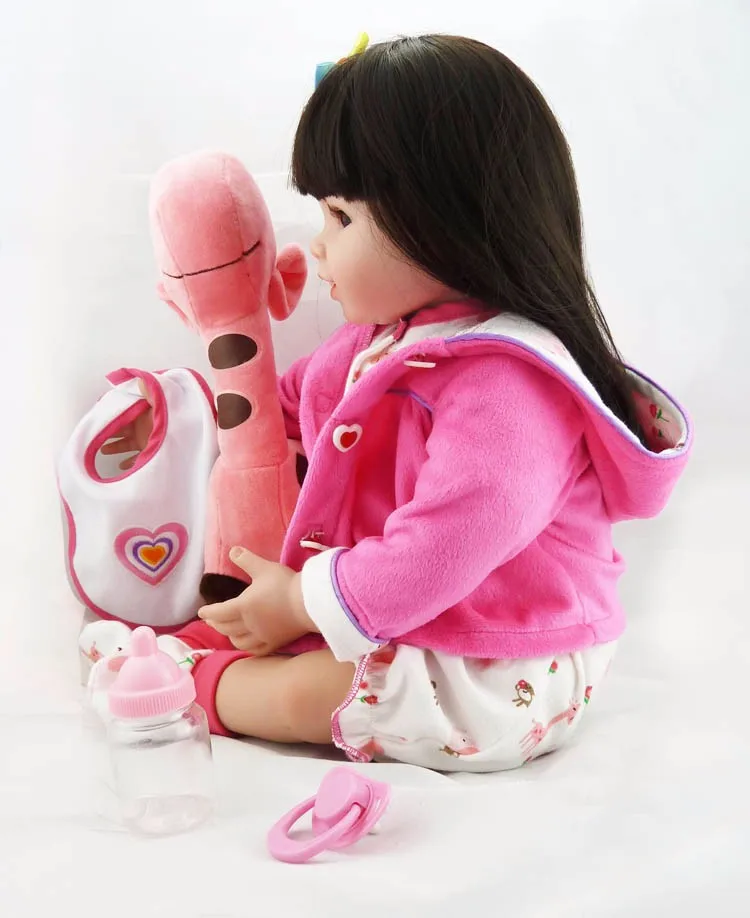 Силиконовая кукла реборн 50 см виниловая игрушка принцессы малыш длинные прямые