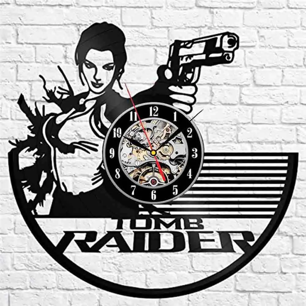 Type one Новые разделенные Wandklok Горячие виниловые настенные часы дизайн Tomb Raider часы 3d Декоративные Подвесные CD пластинка часы искусство домашний декор - Цвет: Type one