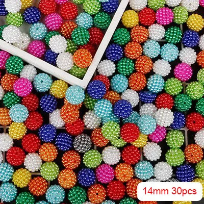 14mm mix 30pcs 10 мм 12 мм 14 мм 18 мм Bayberry бусины с имитацией жемчуга круглые свободные бусинки соответствуют Европе бусины для изготовления ювелирных изделий DIY аксессуары - Цвет: 14mm mix 30pcs
