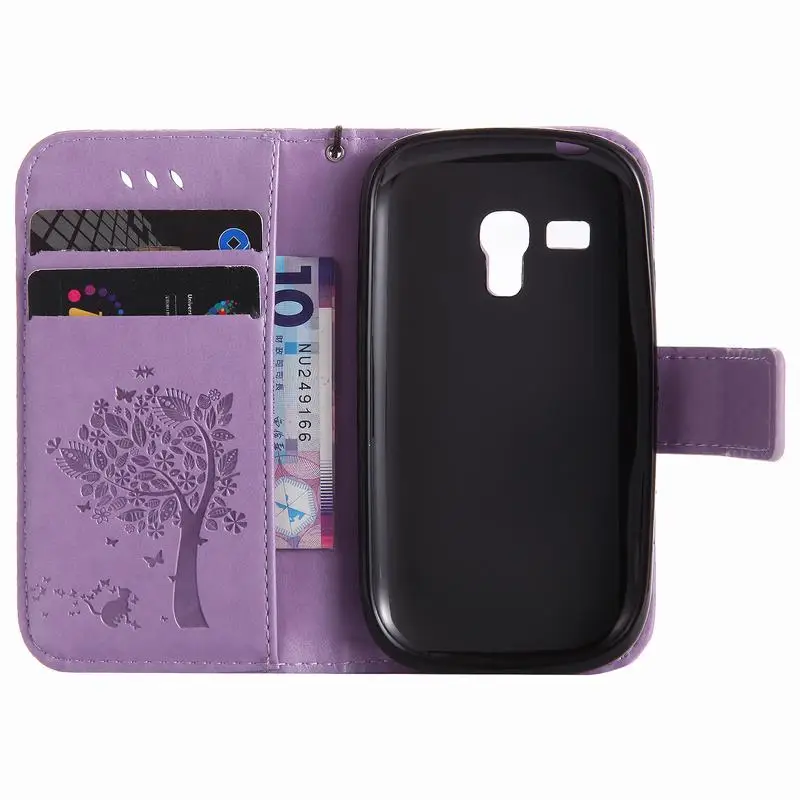 Чехол для samsung Galaxy S3 Mini, кожаный кошелек и силиконовый чехол для телефона samsung Galaxy S3 Mini, чехол с кошкой и деревом, флип-чехол