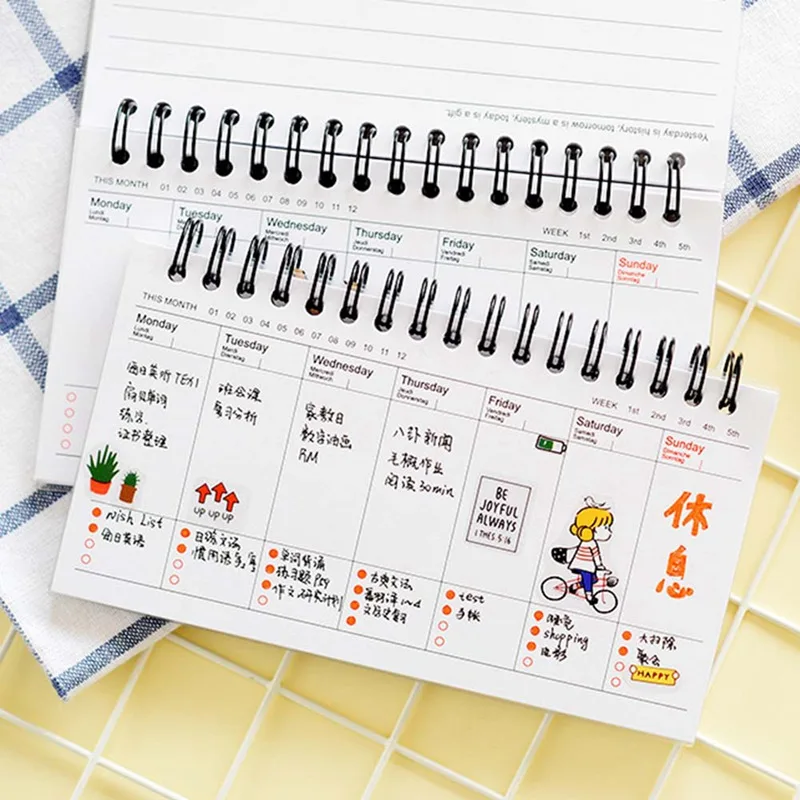 

Cute Week Plan Memo Book Weekly Daily Planner Notebook Agenda Organizer Stationery School Supplies Random Color