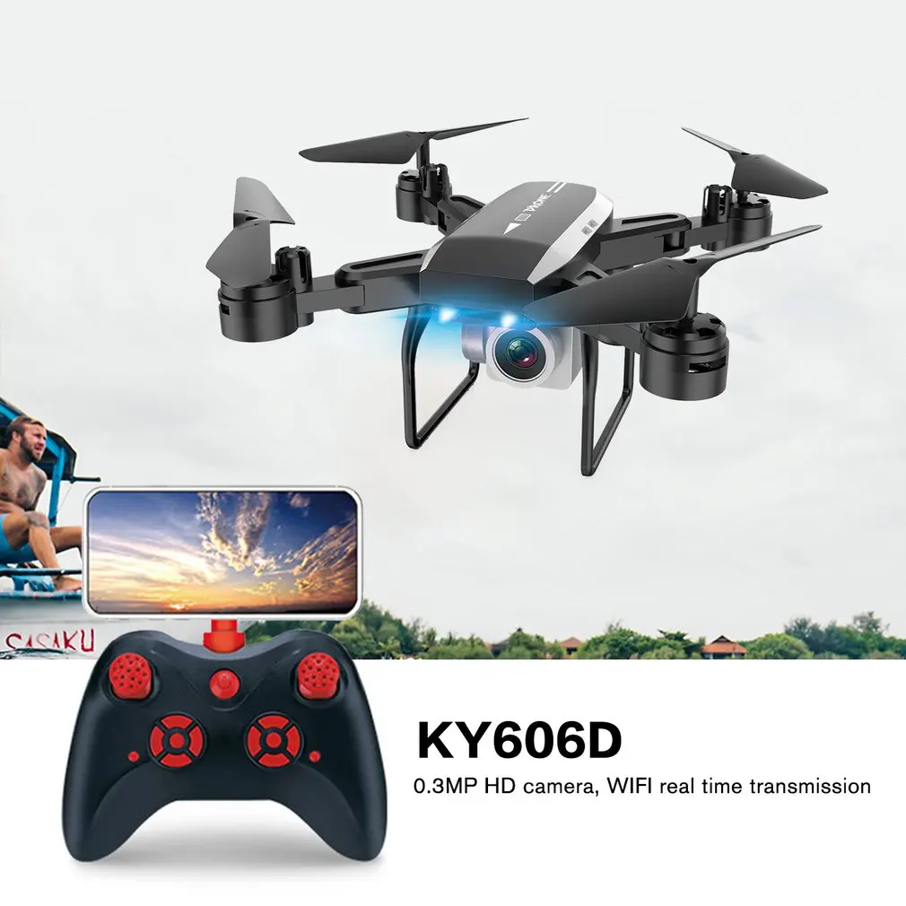 0.3MP camera KY606D Дрон 4k HD аэрофотосъемка 1080p четырехосный самолет 20 минут полета давление воздуха парение ключ взлет Rc вертолет - Цвет: 0.3MP camera