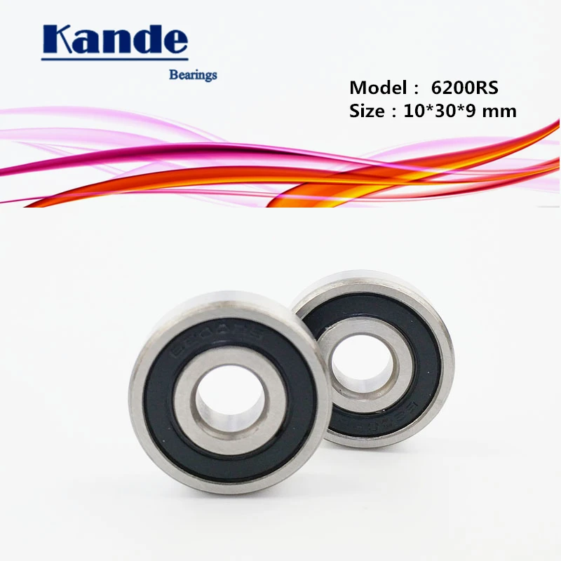 Однорядный радиальный шарикоподшипник Kande 6200RS 10 шт. ABEC-5 6200 2RS 10x30x9 мм 6200RZ |