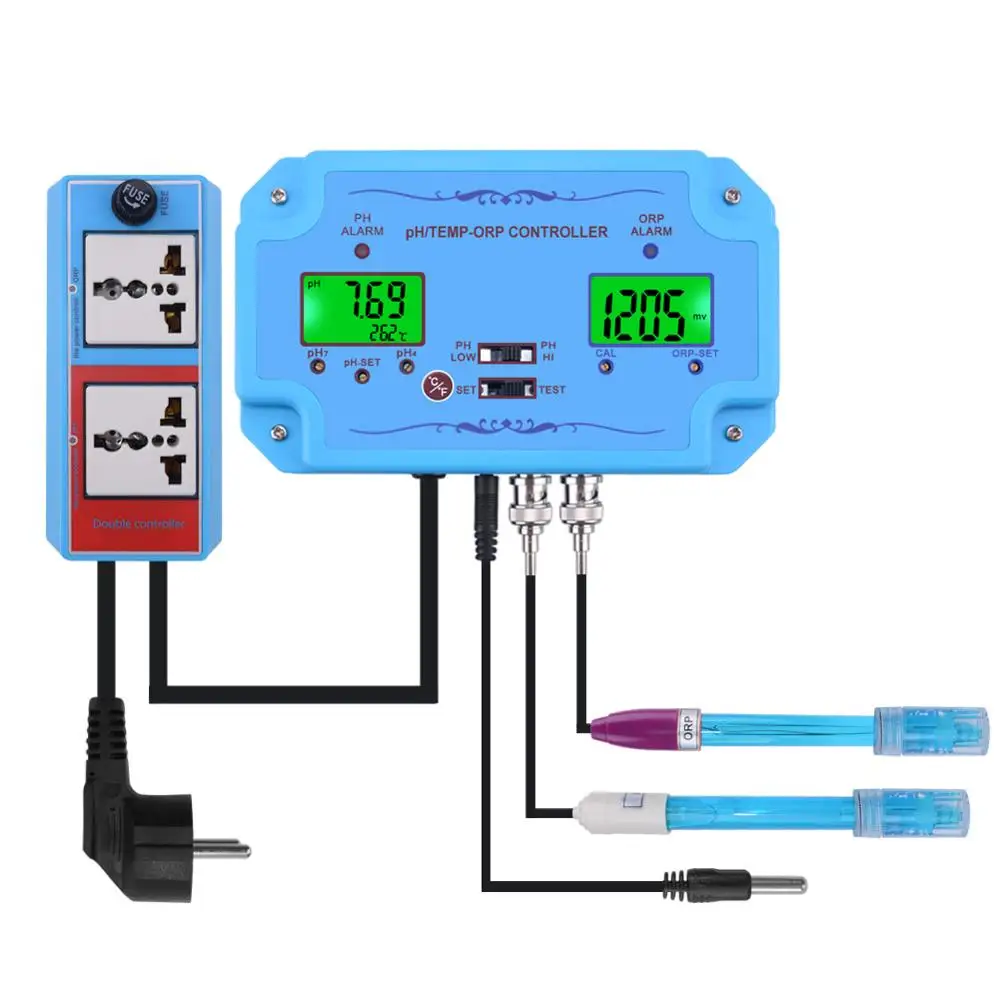 Yieryi 3 в 1 pH/TEMP/ОВП контроллер датчик качества воды Тип BNC зонд тестер качества воды монитор для аквариума - Цвет: EU plug