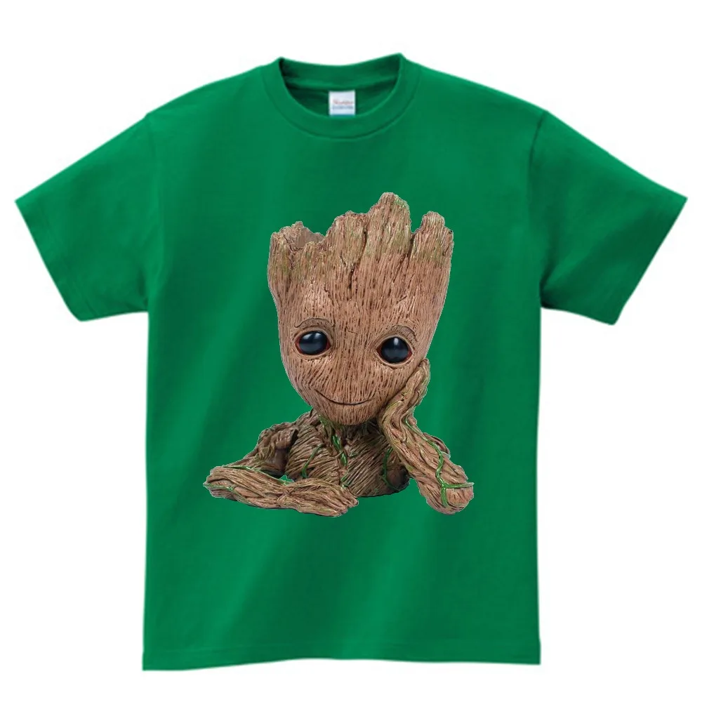 Детская футболка с надписью «Baby I Am Groot» для детей, летние футболки с короткими рукавами, топы, одежда Детские Забавные футболки костюм для От 3 до 9 лет Топ для мальчиков и девочек