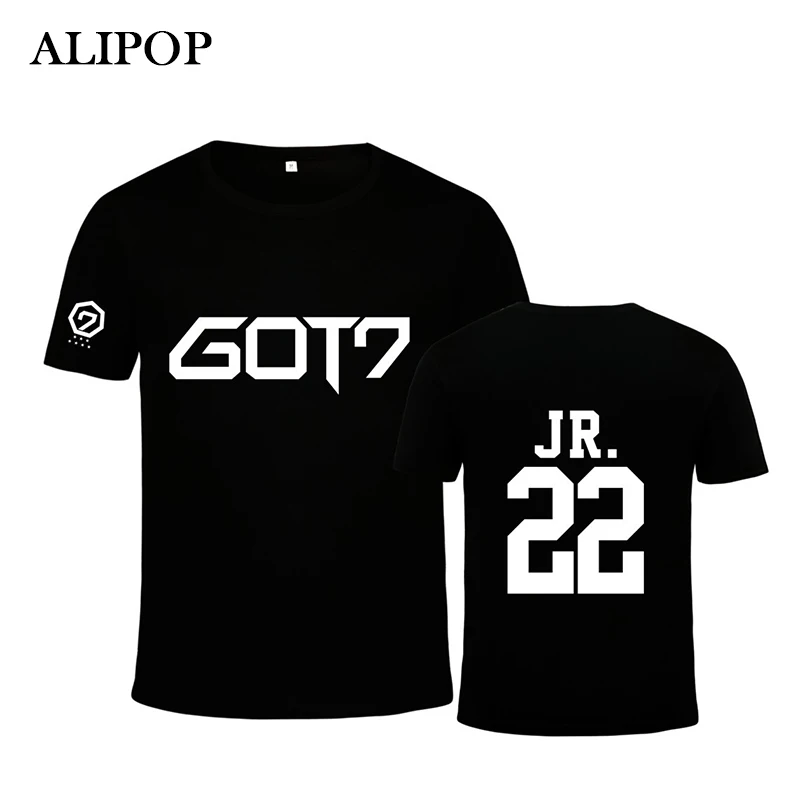 Kpop Fashion GOT7 JACKSON MARK JB JR. Футболка из жесткого хлопка с надписью FLIGHT LOG для второго