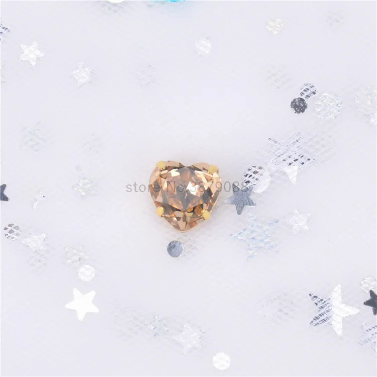 Light peach K9 стекло Кристалл Опал 10 мм Сердце Форма Классический жир квадратный 15 шт. коготь пришить стразы заостренные с обратной стороны Стразы высокое качество - Цвет: Light peach