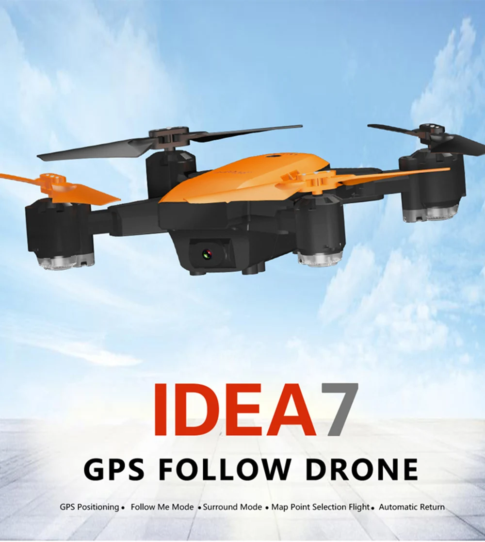 Le-Idea IDEA7 складной Радиоуправляемый Дрон 2,4G 720P камера Квадрокоптеры с gps удержание высоты следования по точкам авто возврат RC самолеты
