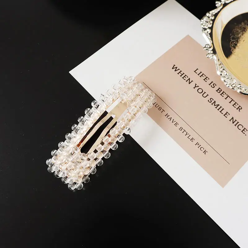 

2019 Fashion Korea Rectangle Water drop Hairpins Vintage Hair Clips Crystal Metal Hair Accessories fresh Hairgrip styling tools