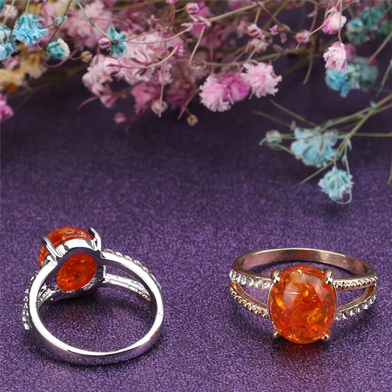 Кольцо женское PINKSEE с большим камнем оранжевая Смола Вечерние | Украшения и